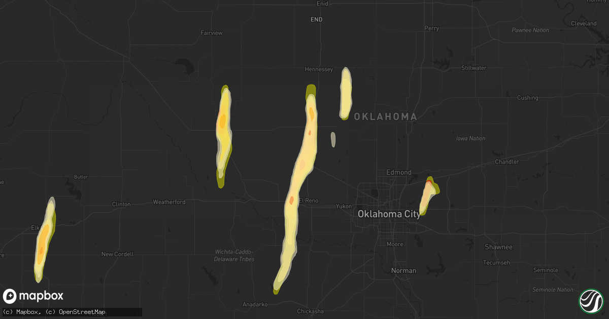 Hail Map in Okarche, OK on April 10, 2023 HailTrace